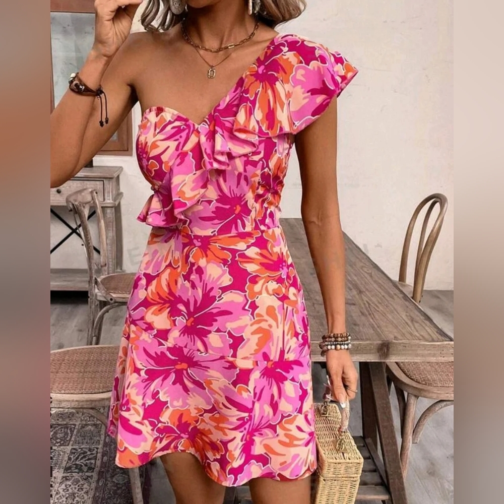 🌺🌼🌸🌹🌺  Women's tropical one shoulder dress 🌺🌼🌸🌹🌺🌼